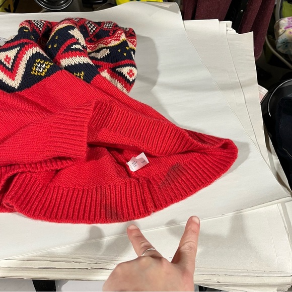 Marine Layer Archive Alpine Red Fair Isle Patterned Women's Sweater - Picture 12 of 13